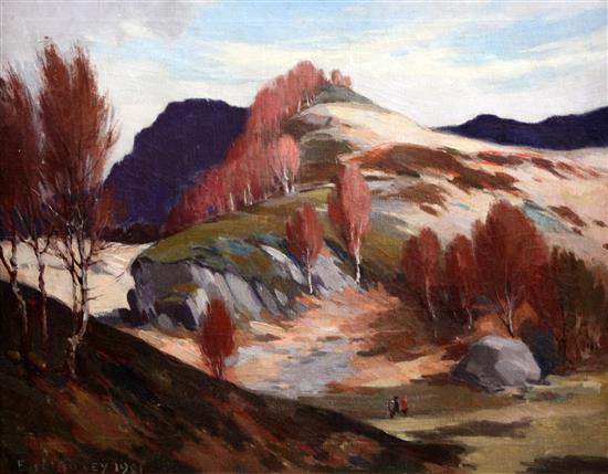 E. Hartley Mooney (Exh.1926-32) Figures in a mountain landscape 16 x 20in.